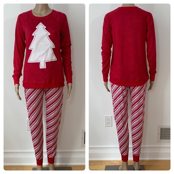 New Womens Super Soft Cozy Holiday Pajama Set Tree Size Small - Picture 1 of 14
